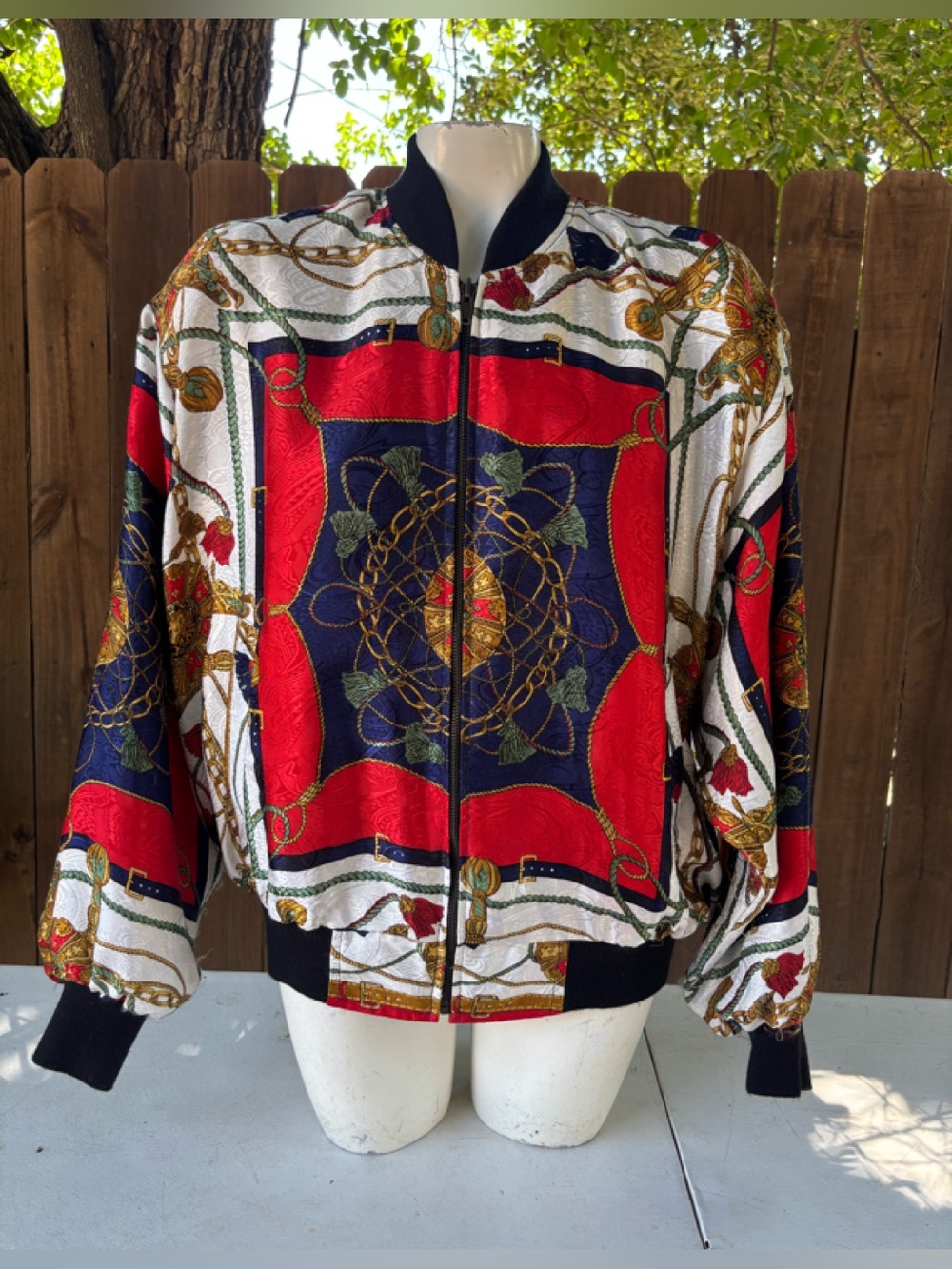 Vintage Scarf Print reversible jacket size Large, Fashionwear, 90s.